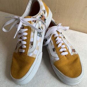 Old Skool Vans yellow gold cottage checkerboard bees flowers like new women’s 8